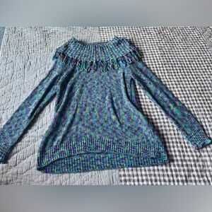 Ruby Rd. Colorful Knit Cowl Neck Sweater